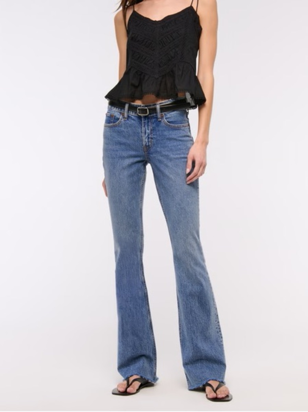 Abercrombie & Fitch Mid Rise Bootcut Frayed Hem Jean